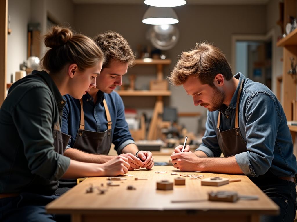 Edelholz Atelier Team in Zürich bei der Handwerkskunst