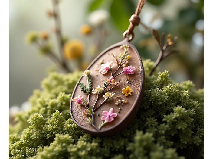 Florale Naturschmuck aus Pflanzen und Fasern