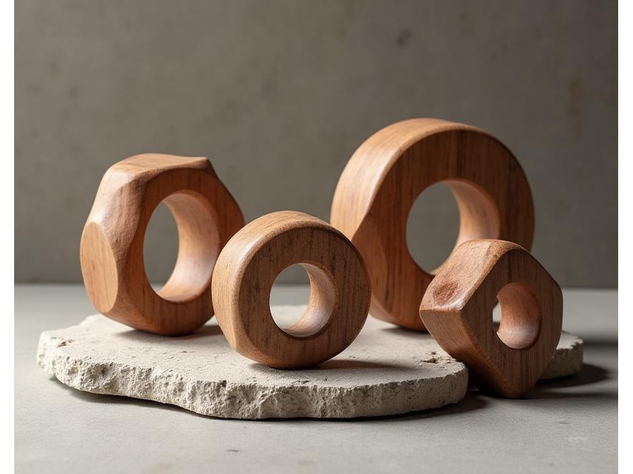 Skulpturale Holzringe mit Statement Design